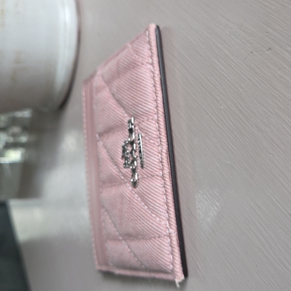 COACH Pink Denim Quilted Card Case - Picture 4 of 6